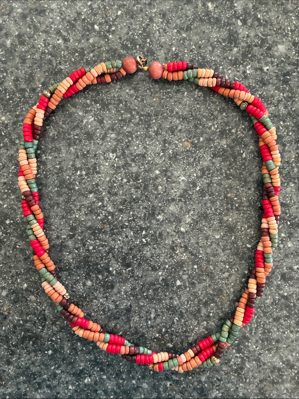 Boho Style Multicolor Beaded Twist Necklace - Women's Jewelry - Picture 2 of 5